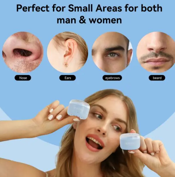 Mini Nose & Face Wax Kit for Men & Women | Painless Face Hair Removal | USB Portable Warmer | BLUE - Image 7