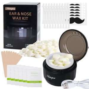 Nose Wax Kit,Unise Waxing Kit for Eyebrow Nose Mustache Hair Removal-Mini Warmer with Wax Beads, Applicators - Safe & Effective at Home Facial Hair Removal Wax Machine.(Black)